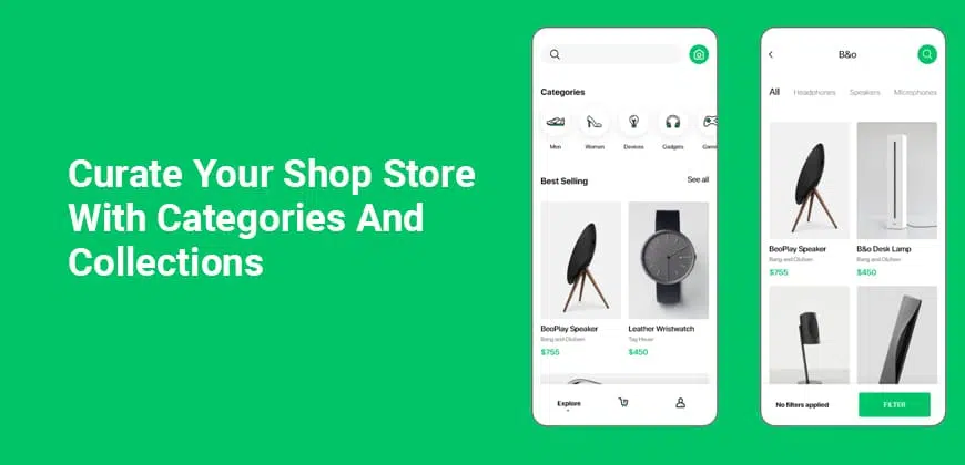 Curate your Shop Store with categories and collections